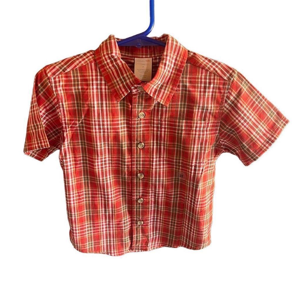 Wonderkids Short Sleeve Button Up Shirt New Nwt 3t Orange